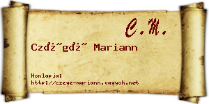 Czégé Mariann névjegykártya